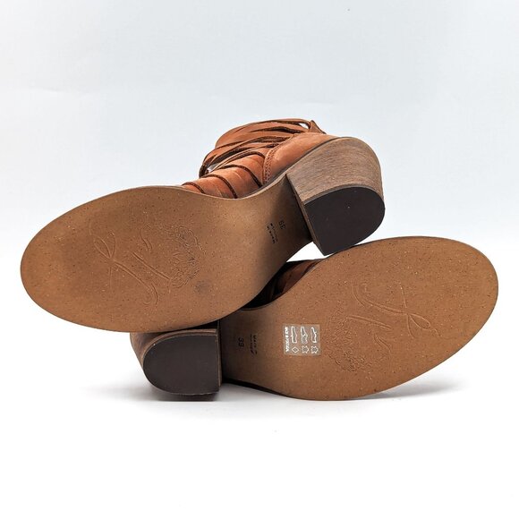 Free People Wmn Carrera Brown Distressed Leather Summer Strap Boots 8.5US EUR39 - Picture 3 of 11